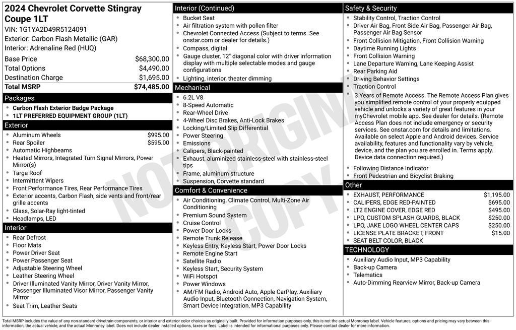 2024 Chevrolet Corvette Stingray 1LT