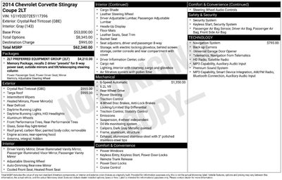 2014 Chevrolet Corvette Stingray 2LT