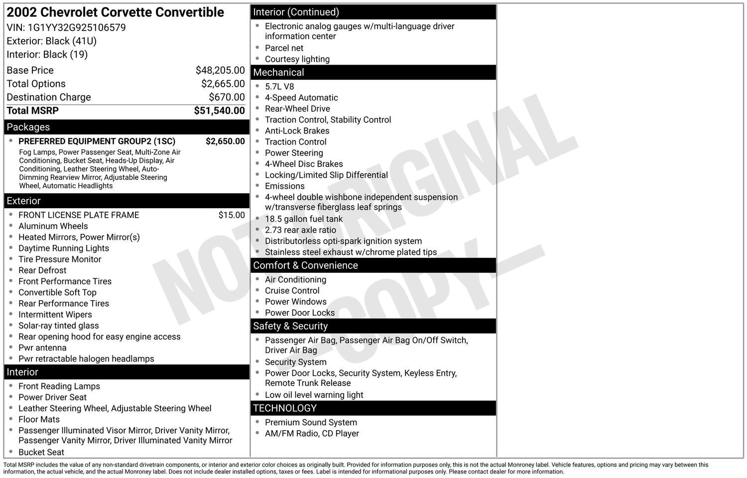2002 Chevrolet Corvette 2DR CONV