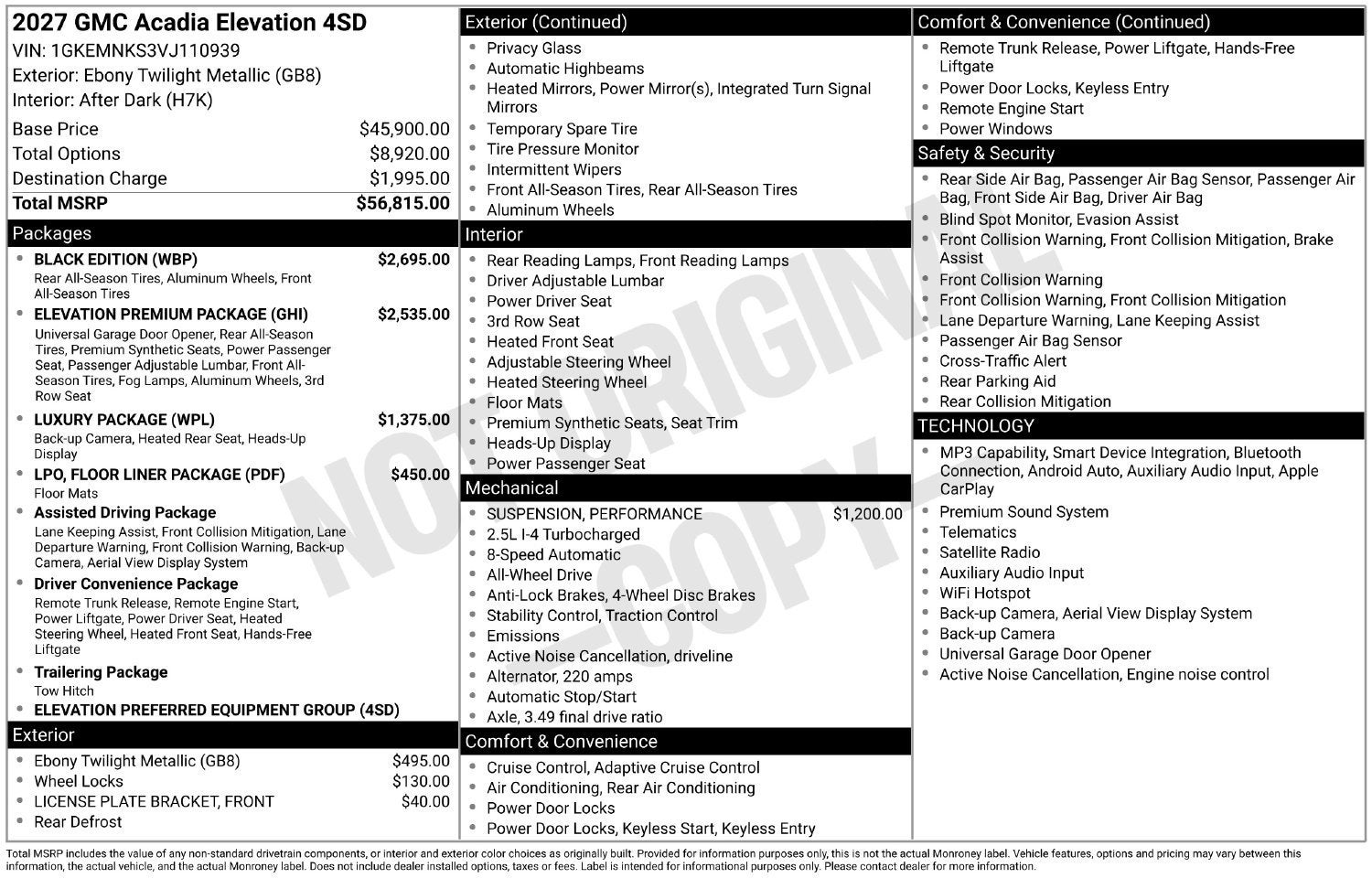 2027 GMC Acadia Elevation
