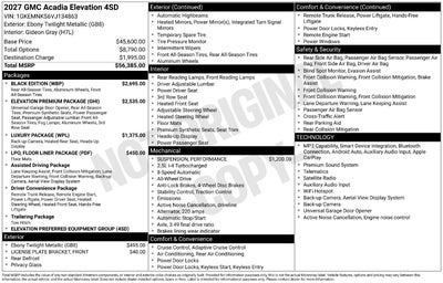 2027 GMC Acadia Elevation