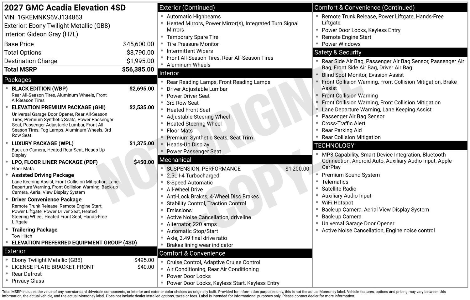 2027 GMC Acadia Elevation