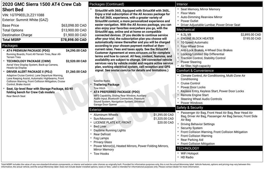 2020 GMC Sierra 1500 AT4