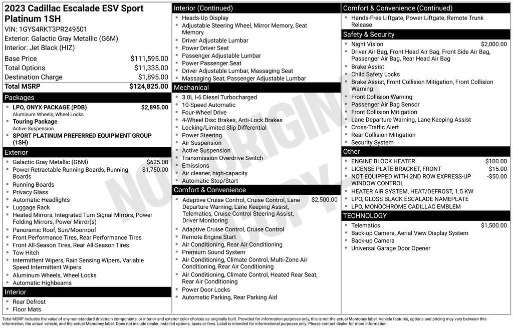 2023 Cadillac Escalade ESV 4WD Sport Platinum